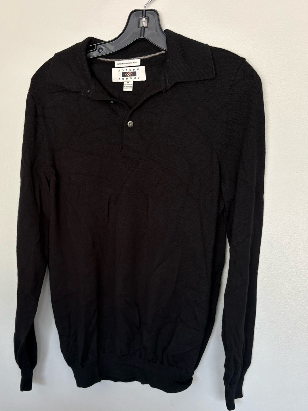 Joseph Abboud Merino wool Black V-Neck Polo Sweater
